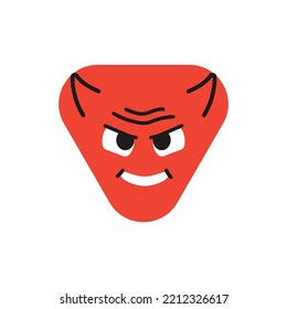 Red triangular gloating character color line icon. Mascot of emotions. Pictogram for web page, mobile app, promo.