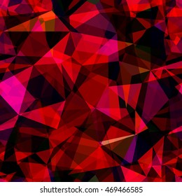Red. Triangular pattern. The overlap, overlay, transparency. Abstract seamless vector background for fabric, home design, book covers, wrapping paper.