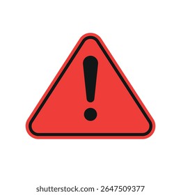 Red triangular warning sign with a black exclamation mark. Represents general caution, danger, or important alert. Commonly used in safety signs and system notifications.