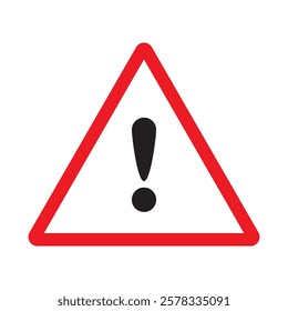 Red triangular warning sign with an exclamation mark. Danger warning sign.