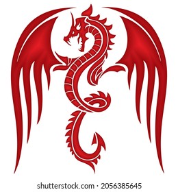 Red Tribal Dragon Tattoo Vector Illustration Stock Vector (Royalty Free ...