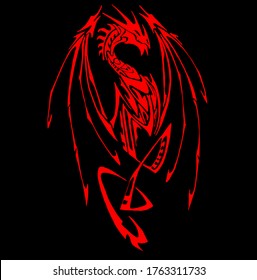 Red Tribal Dragon Wing Vector Design, you can use it for tattoo design