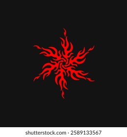 Red tribal flame symbol with a symmetrical, aggressive design. Perfect for tattoos, apparel, stickers, and digital artwork