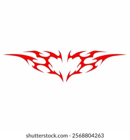 red tribal flame vector design forming a symmetrical heart shape. Ideal for tattoos, stickers, or decorative artwork. It exudes boldness and dynamic energy