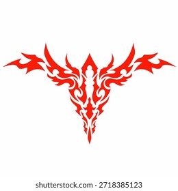 Ilustración vectorial de alas de Phoenix tribal roja, emblema de pájaro llameante Abstractas