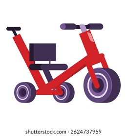 Red tricycle with an extra handle for parents to help their children learn to ride