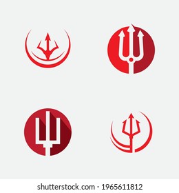 Red Trident logo icon design template