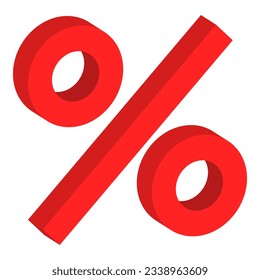 Red tridimensional percent sign: sales and finance concept