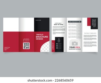 Red trifold brochure. Abstract complex template, flyer. vector file