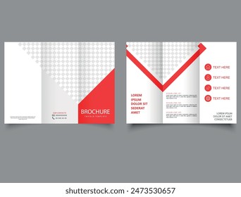 Red trifold brochure template. Trifold brochure design template for marketing promotion. A4 flyer