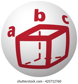 Red Trigonometry icon on white ball