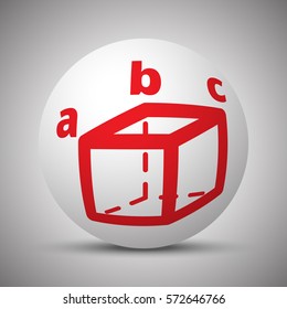 Red Trigonometry icon on white sphere