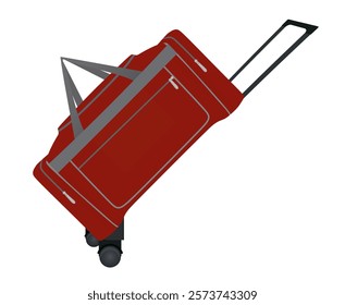 Red  trolley bag.  front view. vector illustration