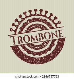Red Trombone distressed rubber grunge texture stamp. 