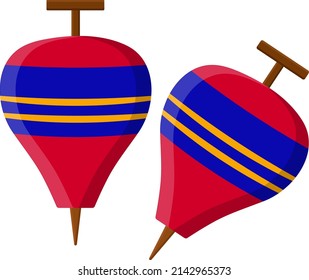 Roter Trompo-Spinner, Illustration, Vektorgrafik auf weißem Hintergrund.
