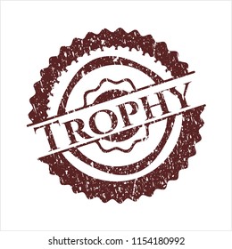 Red Trophy distress rubber stamp with grunge texture