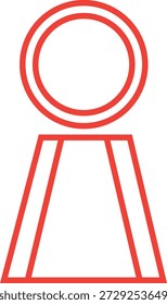 Ícone de símbolo de troféu vermelho com topo circular e gráfico de base triangular