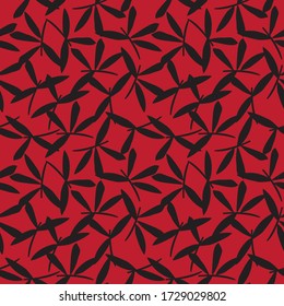 Red tropical floral botanical seamless pattern background suitable for fashion prints, graphics, backgrounds and crafts