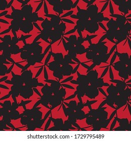 Red tropical floral botanical seamless pattern background suitable for fashion prints, graphics, backgrounds and crafts