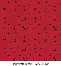 Red tropical floral botanical seamless pattern background suitable for fashion prints, graphics, backgrounds and crafts