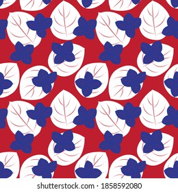 Red tropical floral botanical seamless pattern background suitable for fashion prints, graphics, backgrounds and crafts
