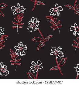 Red tropical floral botanical seamless pattern background suitable for fashion prints, graphics, backgrounds and crafts