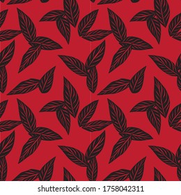 Red Tropical Leaf botanical seamless pattern background suitable for fashion prints, graphics, backgrounds and crafts