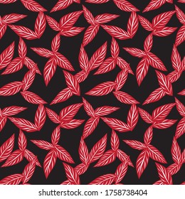 Red Tropical Leaf botanical seamless pattern background suitable for fashion prints, graphics, backgrounds and crafts