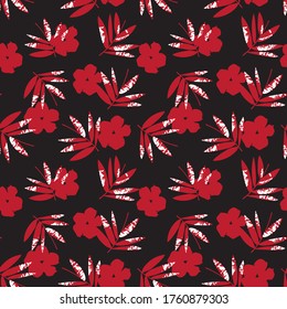 Red Tropical Leaf botanical seamless pattern background suitable for fashion prints, graphics, backgrounds and crafts