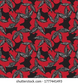 Fondo de patrón inoxidable de la hoja tropical roja adecuado para impresiones de moda, gráficos, fondos y artesanías