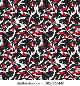 Red Tropical Leaf botanical seamless pattern background suitable for fashion prints, graphics, backgrounds and crafts
