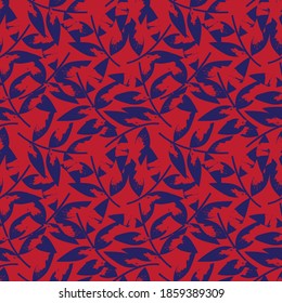 Red Tropical Leaf botanical seamless pattern background suitable for fashion prints, graphics, backgrounds and crafts