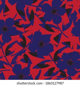 Fondo de patrón inoxidable de la hoja tropical roja adecuado para impresiones de moda, gráficos, fondos y artesanías