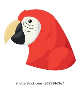 Red tropical parrot bird. Vector illustration