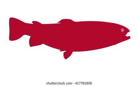 Red trout fish isolated on white background. Vector Illustration
