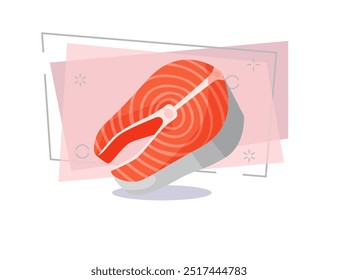 Red trout illustration. Red fish, product. Food concept. Vector illustration can be used for topics like cuisine, market place