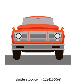 red truck car vintage vector illustration front side