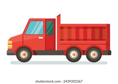 Red truck, clear flat vector, illustration artwork 