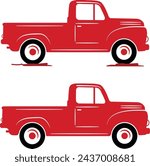 Red truck, farm truck, santa, christmas holiday, vector illustration file