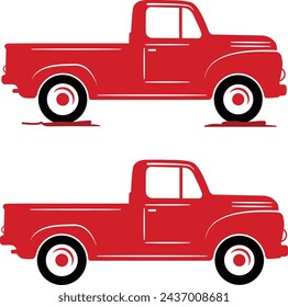 Red truck, farm truck, santa, christmas holiday, vector illustration file