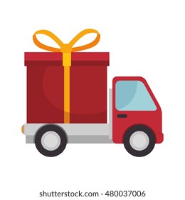 red truck with gift box