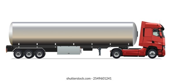 red truck icon logo sign symbol oil petrol gas pump tank tanker fill fuel heavy big large huge long cargo body lorry car drive road side view art flat isolated white send modern vector
