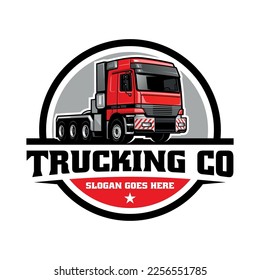 red truck illustration logo vector