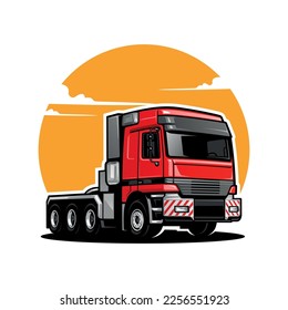 red truck illustration logo vector
