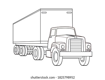 Red Truck Line Vector Illustrationisolated On Stock Vector (Royalty ...