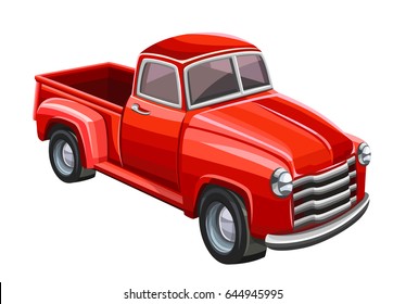 Red truck on white background. Vector illustration