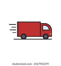 red truck with trailer vectors simple