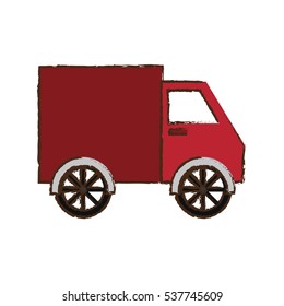 red truck vehicle icon over white background. colorful design. vector illustration