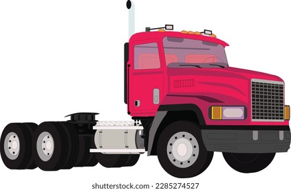 Red truck without the tractor in a single design