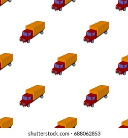 Red truck with a yellow body. The car for cargo transportation.Transport single icon in cartoon style vector symbol stock illustration.